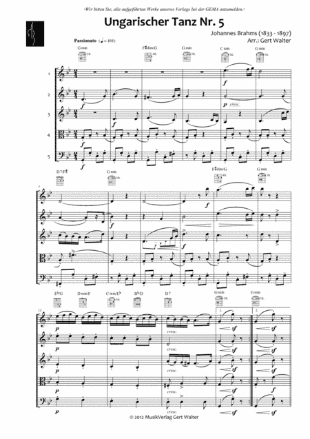 Hungarian Dance No. 5 (arr. Gert Th. Walter)