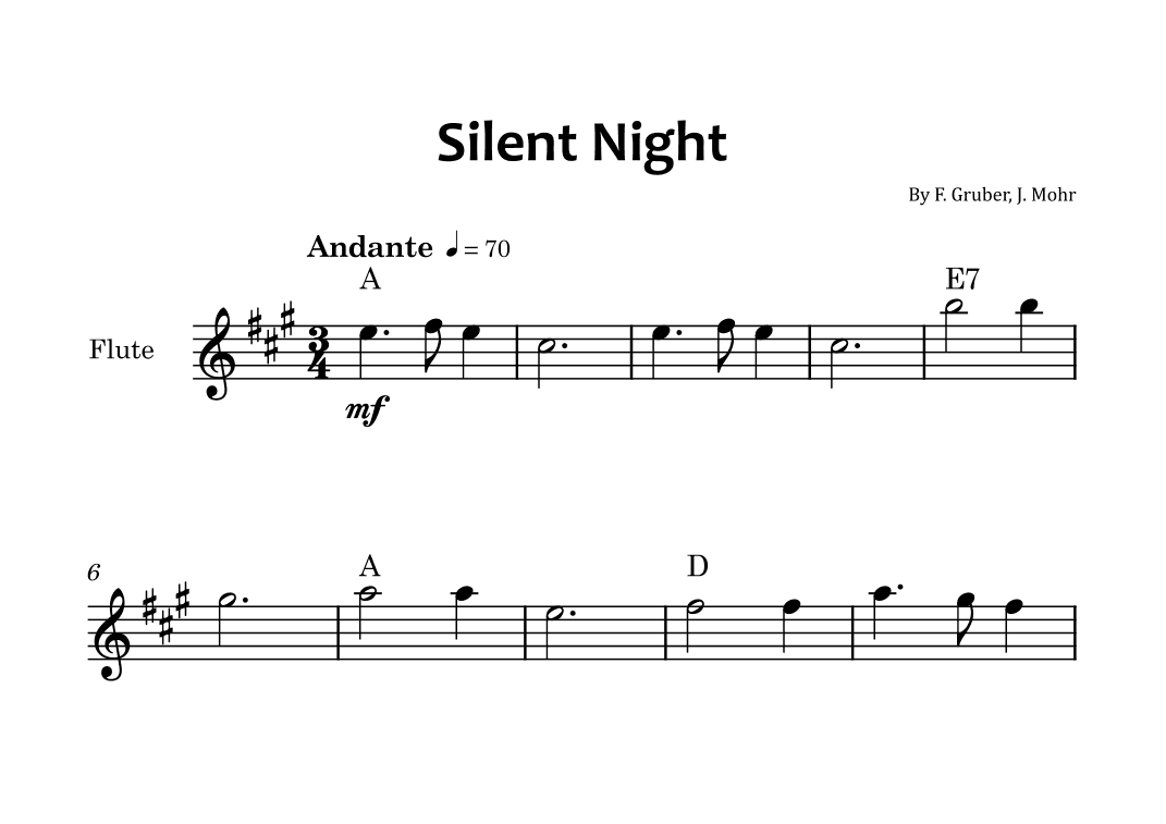 Silent Night - Flute solo with chord notations (arr. Glauco Fernandes)