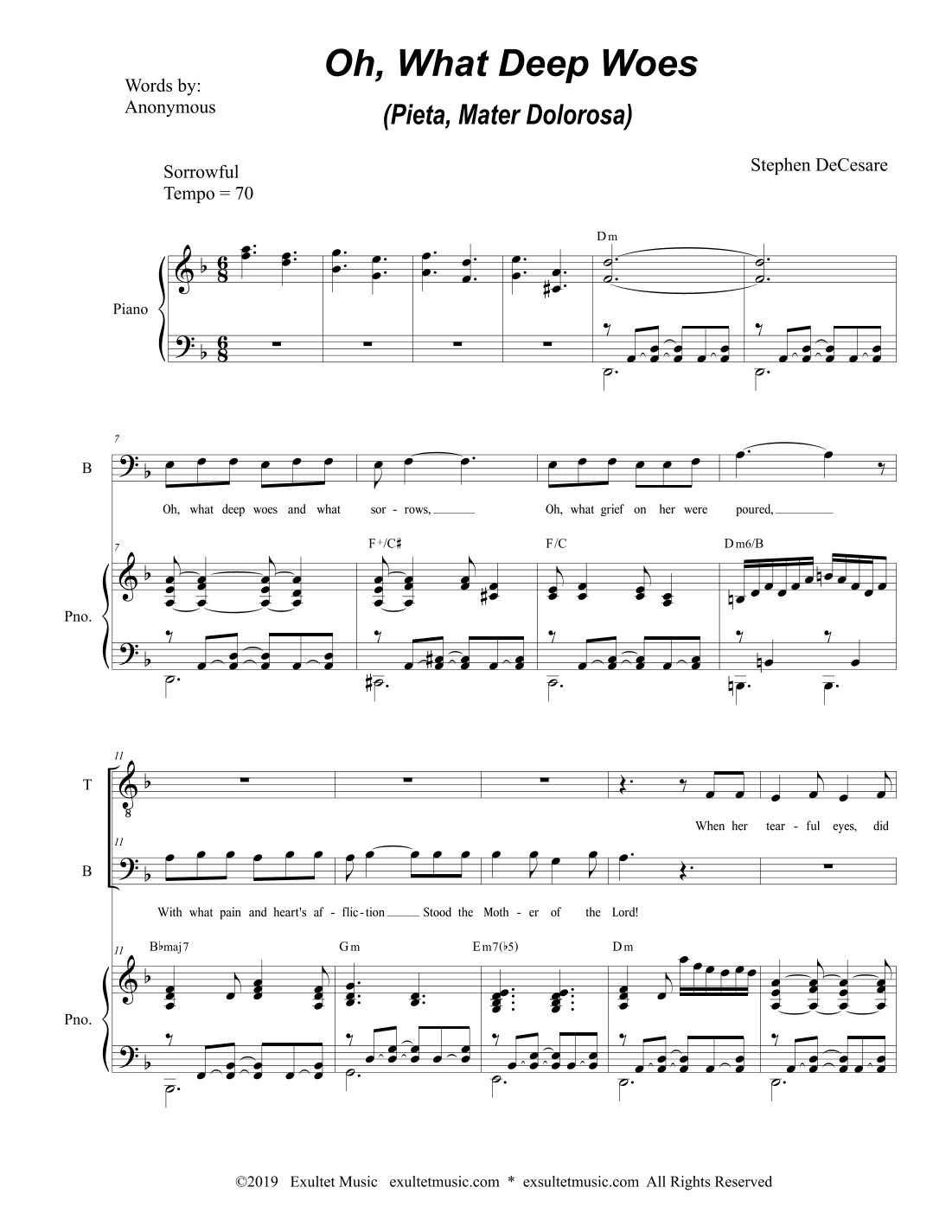 Oh, What Deep Woes (Pieta, Mater Dolorosa) (2-part choir - (TB)
