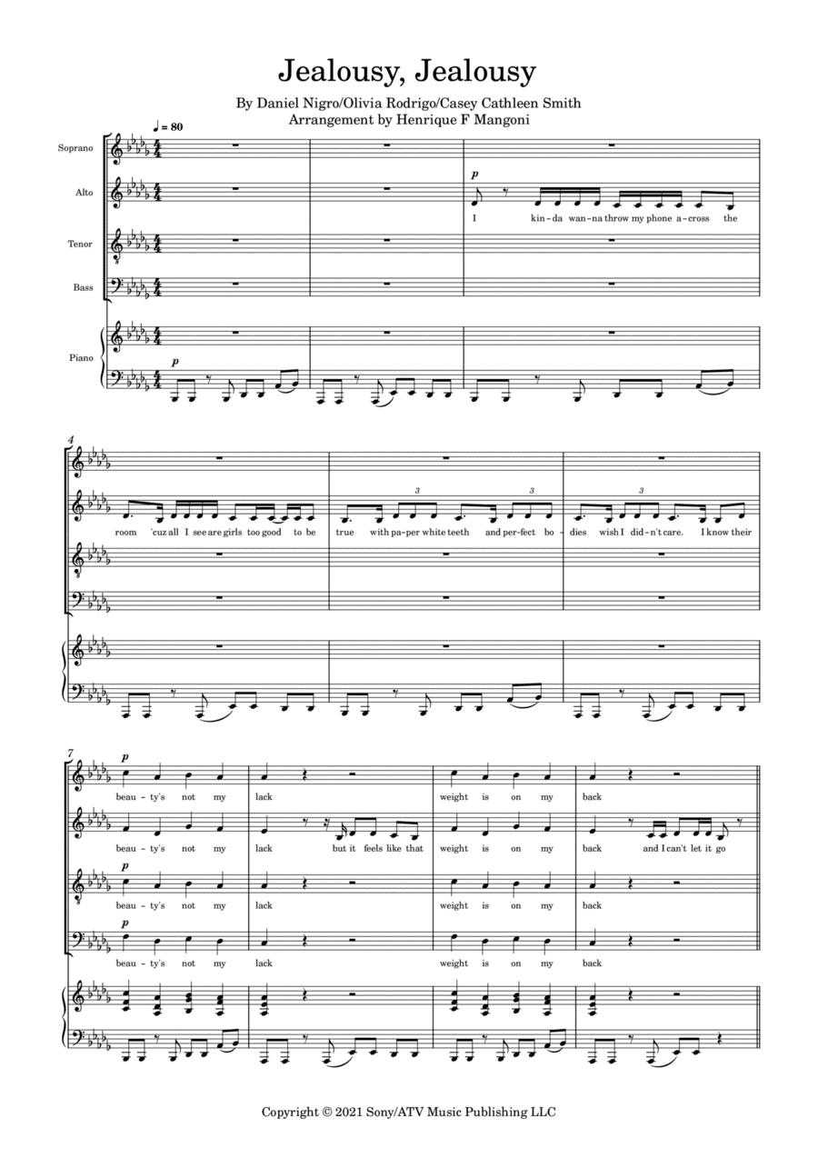Jealousy, Jealousy (arr. Henrique F Mangoni)