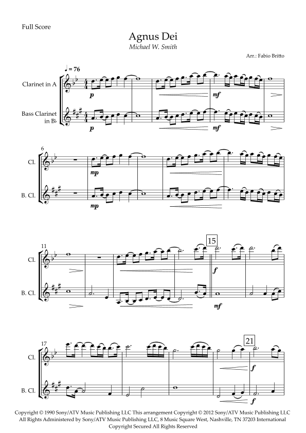 Agnus Dei (arr. Fabio Britto)