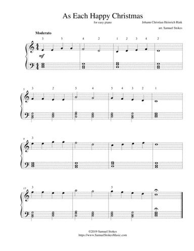 As Each Happy Christmas - for easy piano (arr. Samuel Stokes)