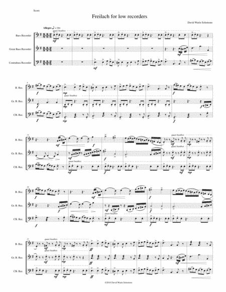 Freilach for low recorders - bass, great bass and contrabass