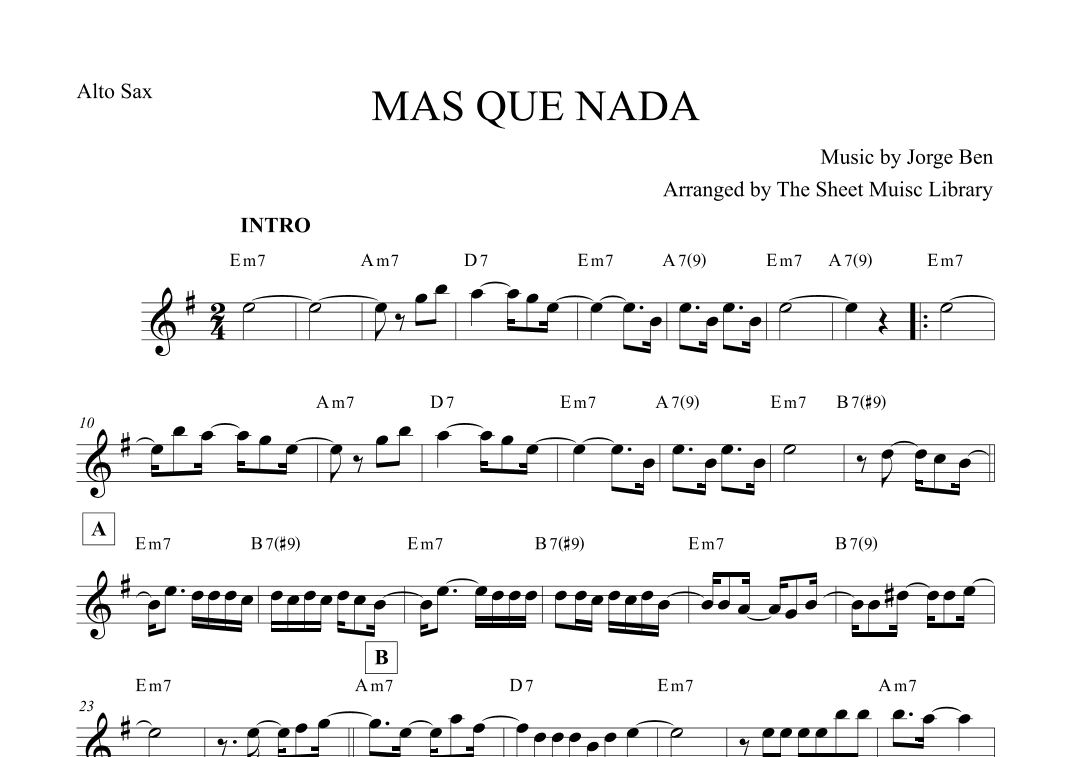 Mas Que Nada (arr. The Sheet Music Library)