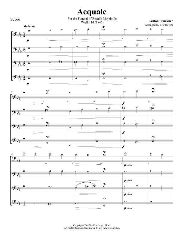Aequale for Trombone or Low Brass Quartet (arr. Eric Burger Music)