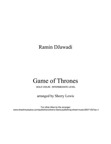 Game Of Thrones (arr. Sherry Lewis)