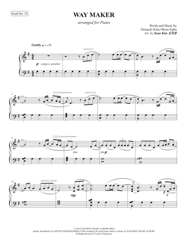 Way Maker (arr. Sean Kim 김성광)