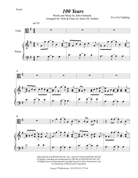 100 Years (arr. James M. Guthrie, ASCAP)