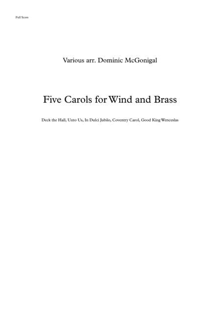 Five Carols for Wind and Brass (arr. Dominic McGonigal)