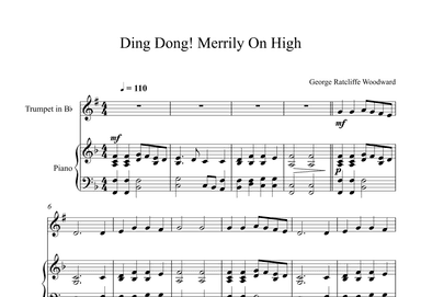 Ding Dong! Merrily On High! - George Ratcliffe Woodward (Trumpet + Piano) (arr. Digital Book Music)