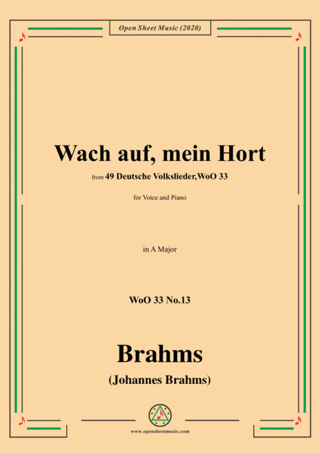 Brahms-Wach auf,mein Hort,WoO 33 No.13,in A Major,for Voice and Piano (arr. MSM)