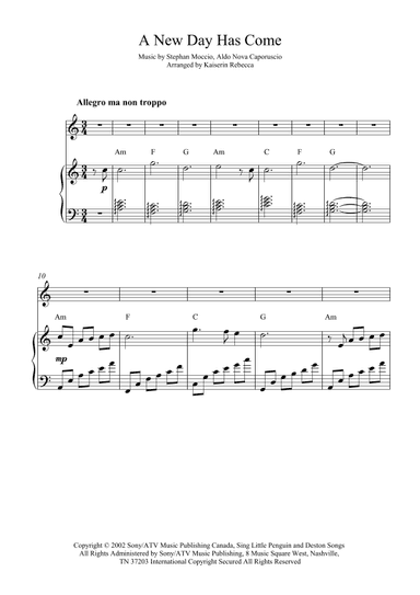 A New Day Has Come (arr. Kaiserin Rebecca)