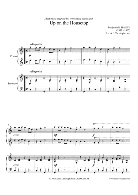 Up on the Housetop - Piano Duet (Alternative Ending) (arr. Anne L Christopherson GRSM ARCM)