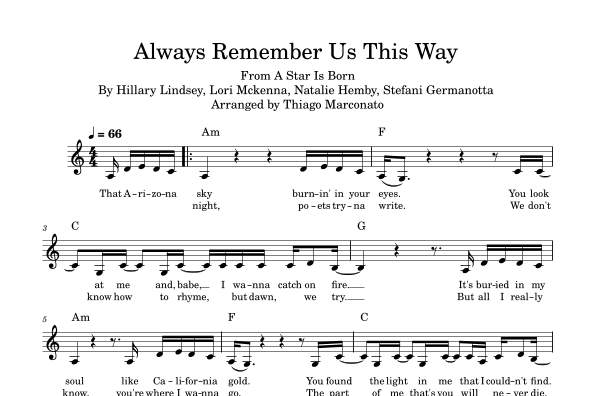 Always Remember Us This Way (arr. Thiago Marconato)