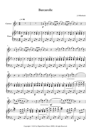 Barcarolle - Jacques Offenbach (Clarinet + Piano) (arr. Digital Book Music)