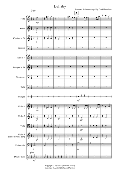 Brahms Lullaby for School Orchestra (arr. David Burndrett)