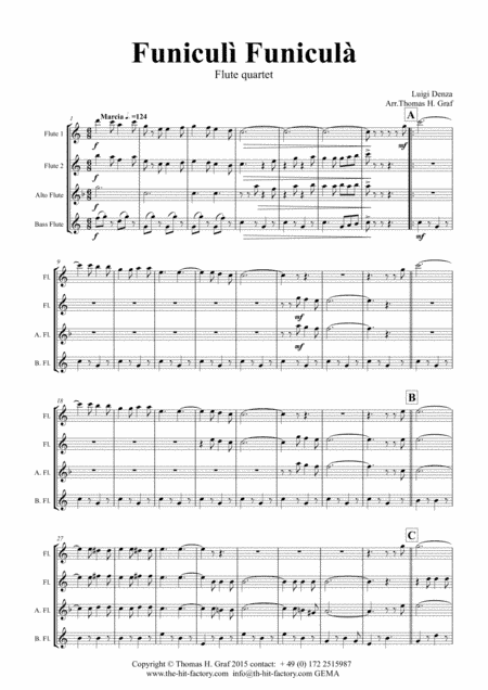Funiculi Funicula - Italian Evergreen - Flute Quartet (arr. Thomas H. Graf)