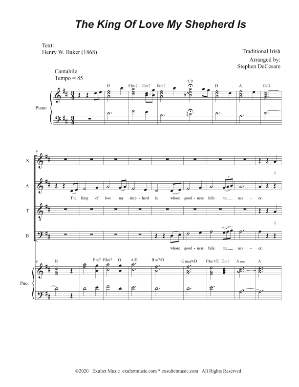 The King Of Love My Shepherd Is (Vocal Quartet - (SATB) (arr. Stephen DeCesare)