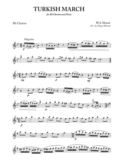 Turkish March for Clarinet and Piano (arr. Diego Marani)