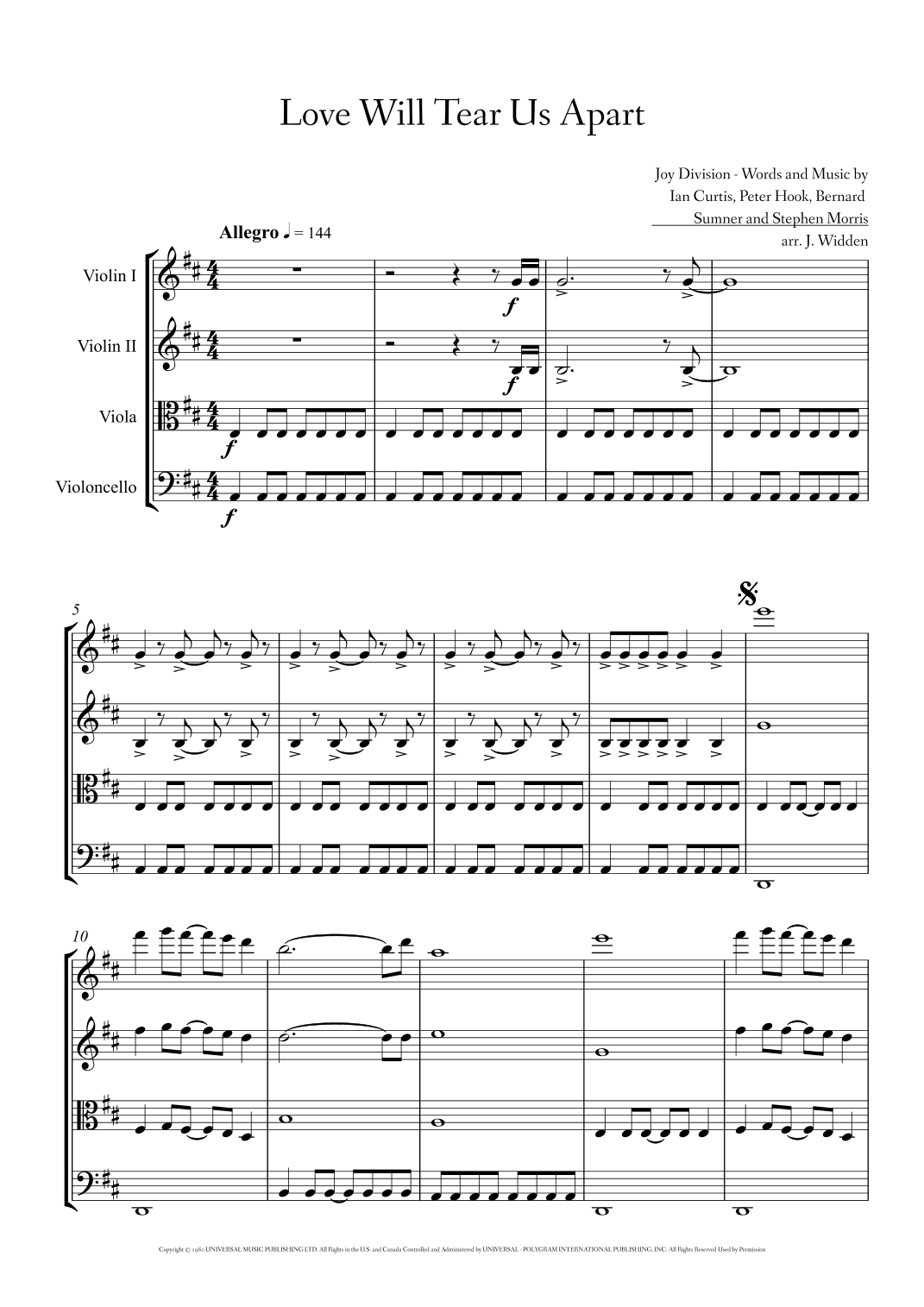 Love Will Tear Us Apart (arr. James Widden)
