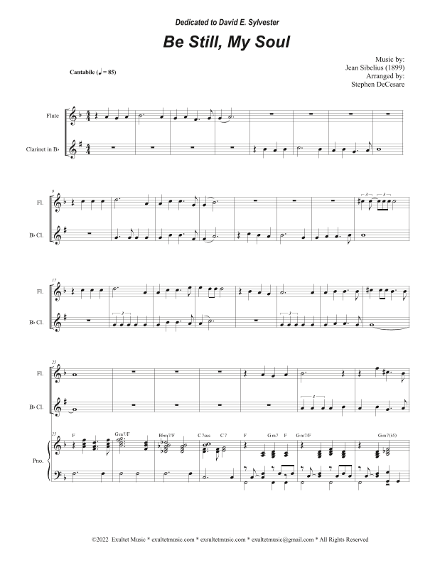 Be Still, My Soul (Duet for Flute and Bb-Clarinet) (arr. Stephen DeCesare)