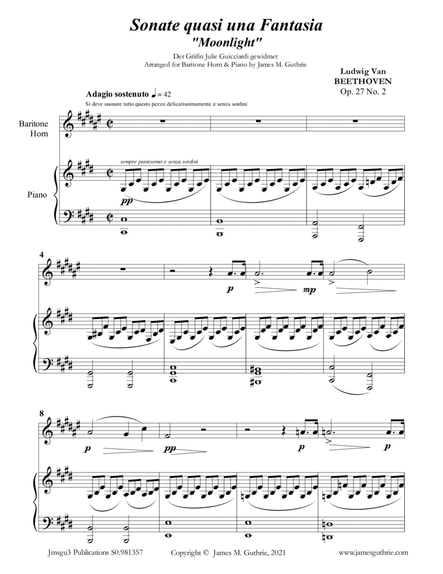 Beethoven: Adagio from the Moonlight Sonata for Baritone Horn & Piano (arr. James M. Guthrie)
