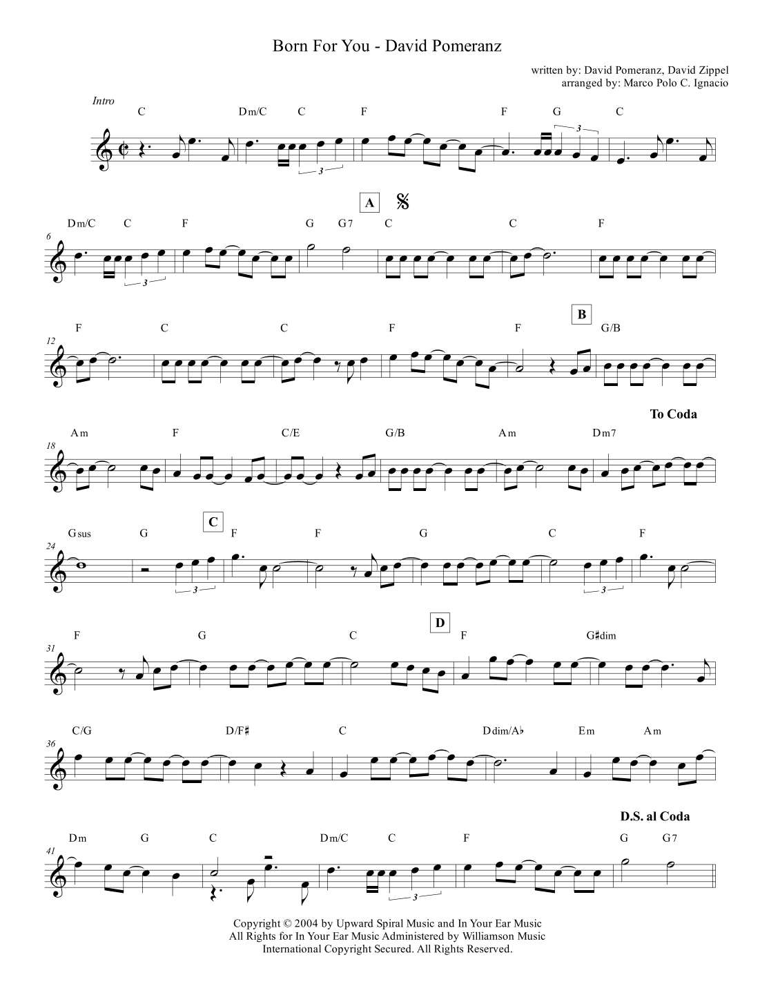 Born For You (arr. Marco Polo C. Ignacio)