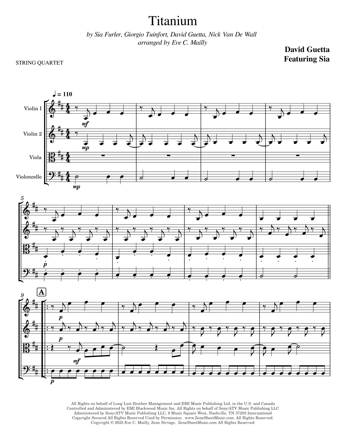 Titanium (arr. Eve C. Mailly - Zene Strings)