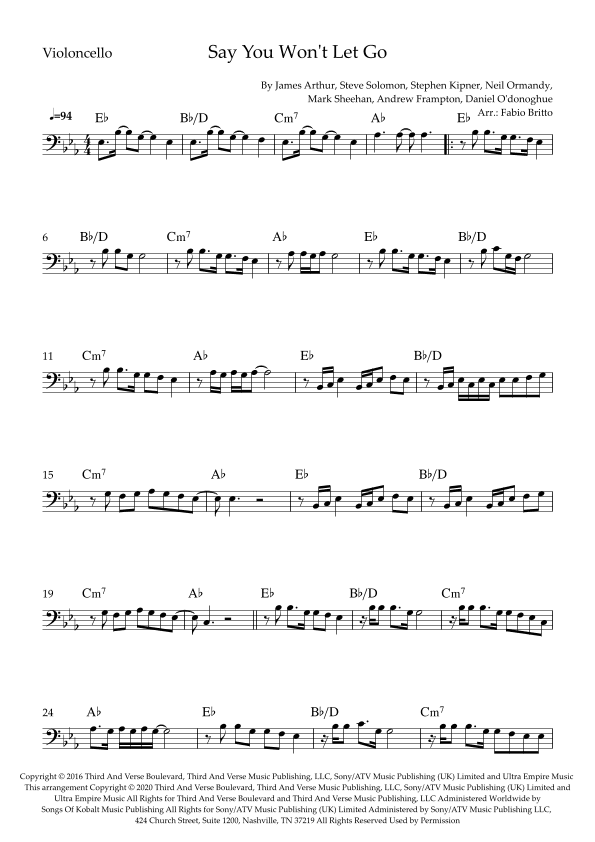 Say You Won't Let Go (arr. Fabio Britto)