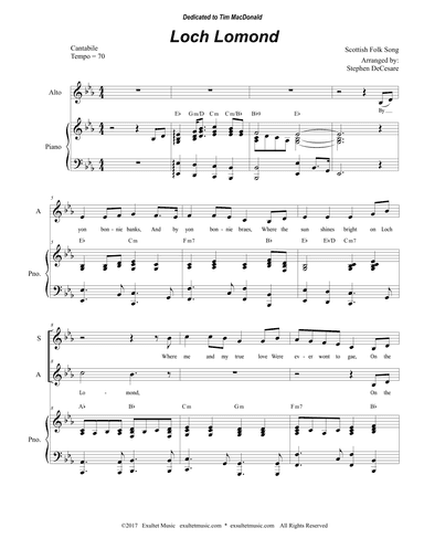 Loch Lomond (Duet for Soprano and Alto solo) (arr. Stephen DeCesare)