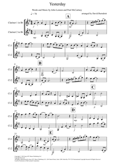 Yesterday (arr. David Burndrett)