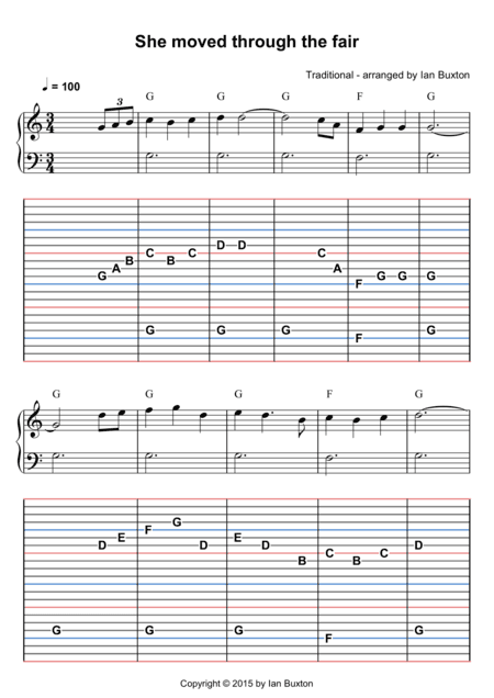 She Moved Through the Fair for Celtic or Folk Harp with Chords (arr. Ian Buxton)