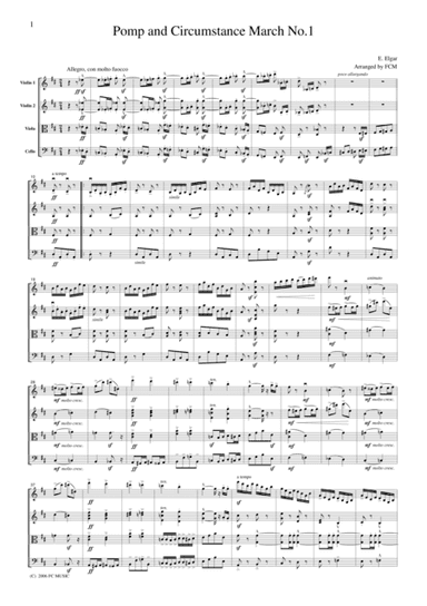 Elgar  Pomp and Circumstance March No.1, for string quartet, CE001 (arr. FC MUSIC)