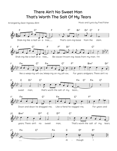 There Ain't No Sweet Man That's Worth The Salt Of My Tears (arr. Sean Vigneau-Britt)