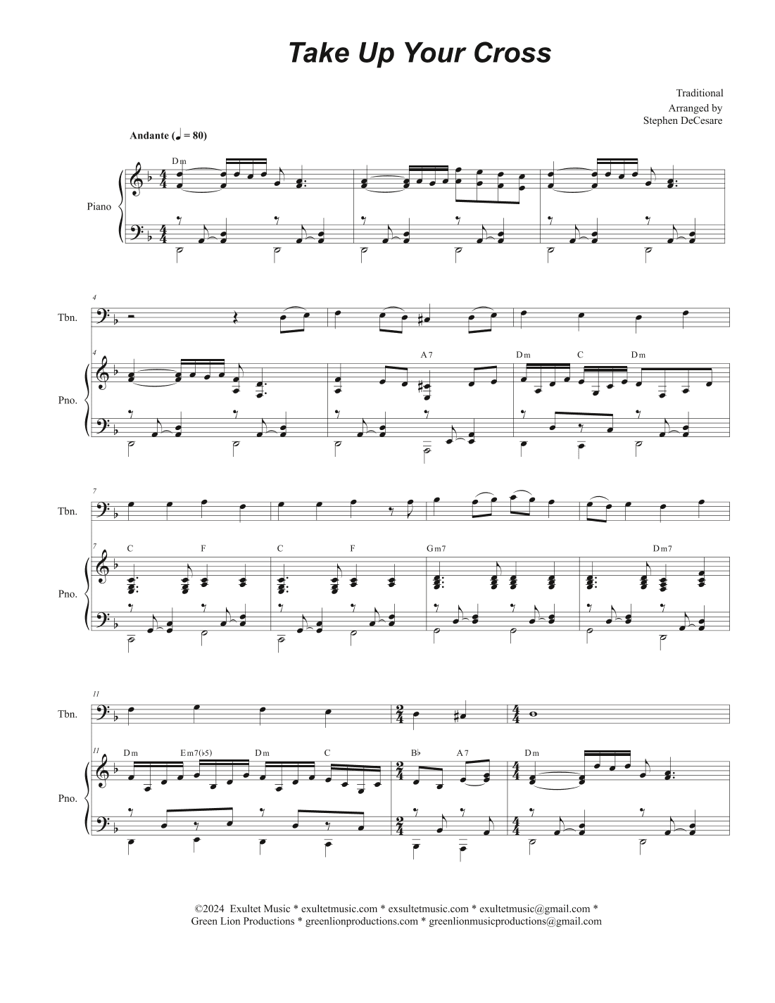 Take Up Your Cross (Trombone solo and Piano) (arr. Stephen DeCesare)