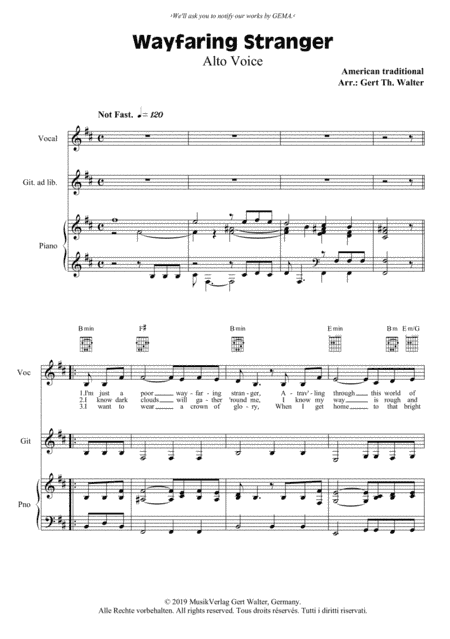 Wayfaring Stranger (arr. Gert Th. Walter)