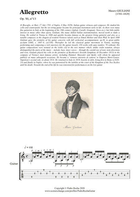 Allegretto, Op. 50, n°13 (arr. Pedro Rocha)