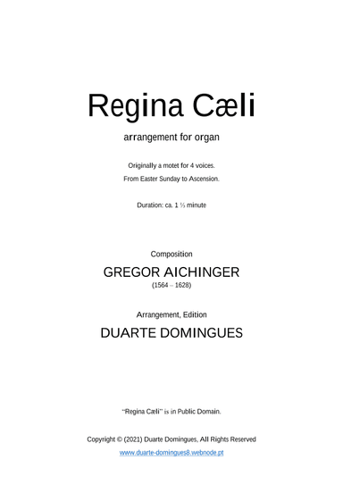 Regina Cæli (arr. Duarte Domingues)
