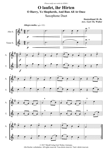 O Hurry, Ye Shepherds, And Run All At Once (arr. Gert Th. Walter)