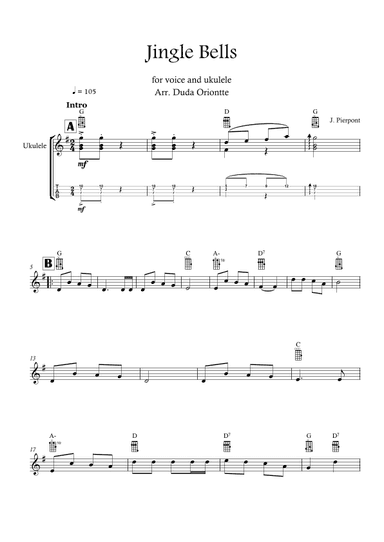 Jingle Bells (G major - TABS - no lyrics) (arr. Duda Oriontte)
