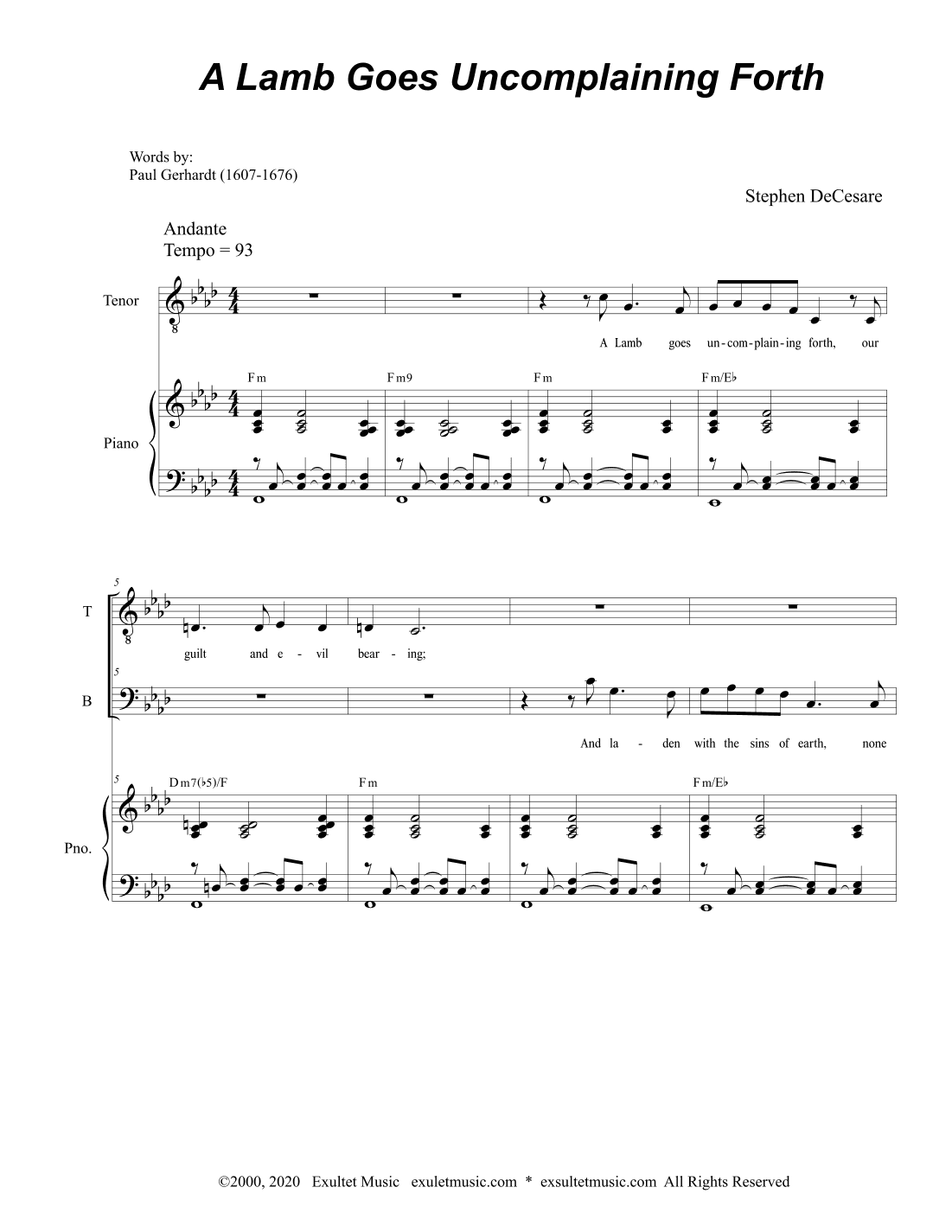 A Lamb Goes Uncomplaining Forth (2-part choir - (TB)