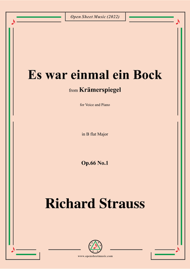 Richard Strauss-Es war einmal ein Bock,in B flat Major,Op.66 No.1 (arr. OSM Press)