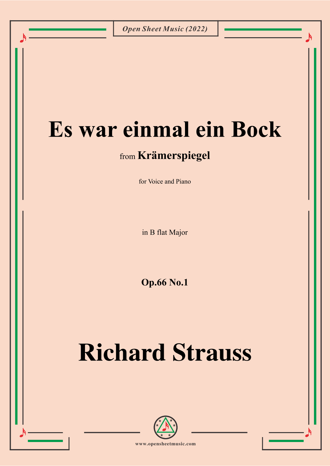 Richard Strauss-Es war einmal ein Bock,in B flat Major,Op.66 No.1 (arr. OSM Press)