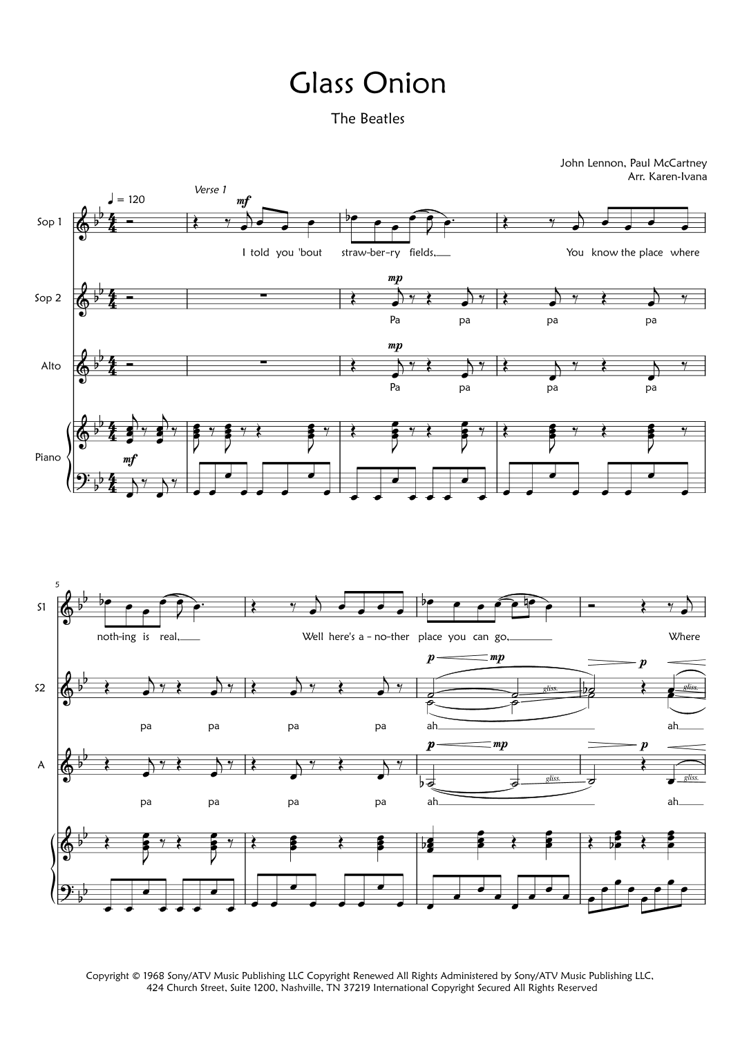 Glass Onion (arr. Karen Ivana)
