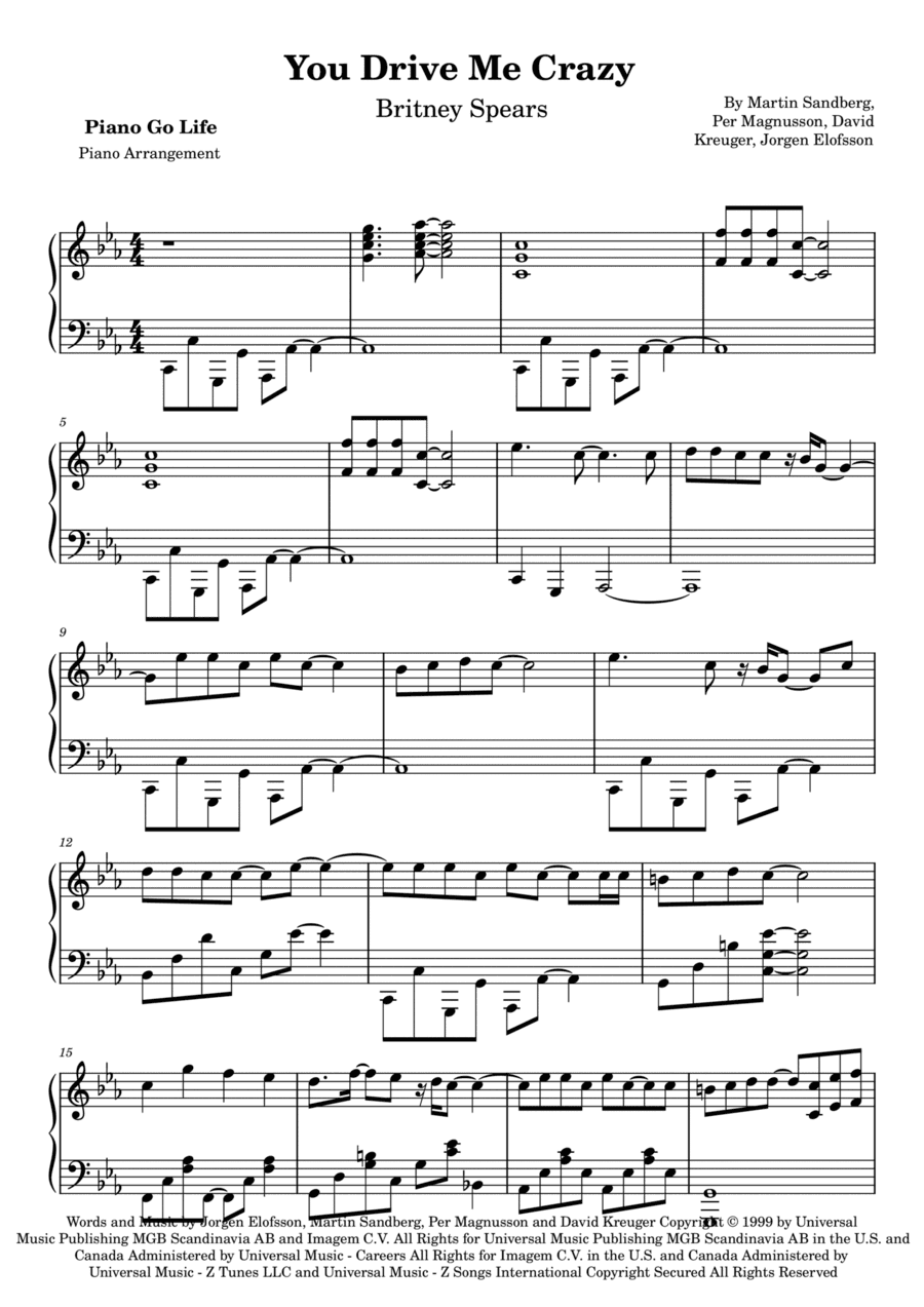 (you Drive Me) Crazy (arr. Piano Go Life)