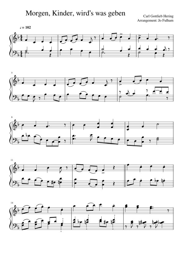 Morgen, Kinder, wird’s was geben (arr. Jo Fulham)