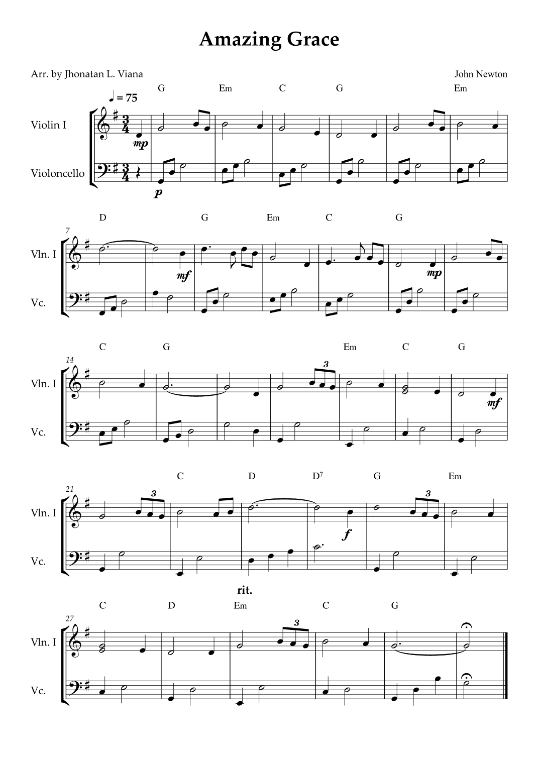 Amazing Grace (arr. Jhonatan Lucio Viana)