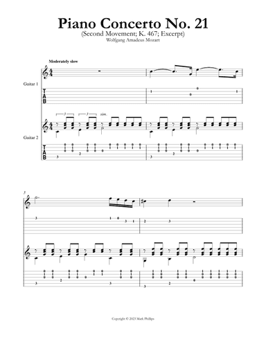 Piano Concerto No. 21 (Second Movement) (arr. Mark Phillips)