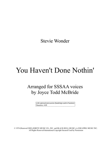 You Haven't Done Nothin' (arr. Joyce Todd McBride)