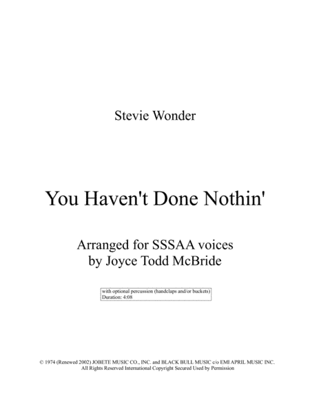 You Haven't Done Nothin' (arr. Joyce Todd McBride)